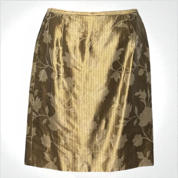 Vintage 90s Kay Unger NY Silk Skirt Suit Size 14 3pc Set Champagne Gold Brocade - Picture 10 of 13